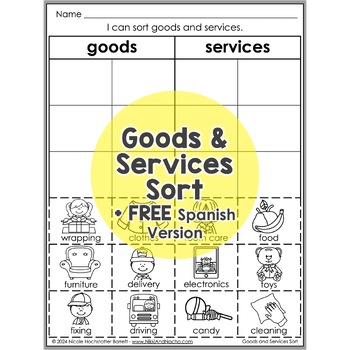 Preview of Goods and Services Sort Interactive Worksheet Activity + FREE Spanish