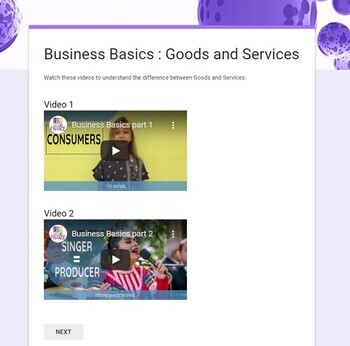 Preview of Goods and Services - explanation videos and a quizz