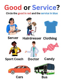 Preview of Goods or Service? Financial Literacy Worksheets