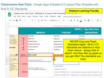Preview of Google Apps Editable K-2 Lesson Plan Template with Common Core Standards