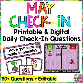 Preview of Spring May Daily Check-in Question of the Day - Printable AND Digital