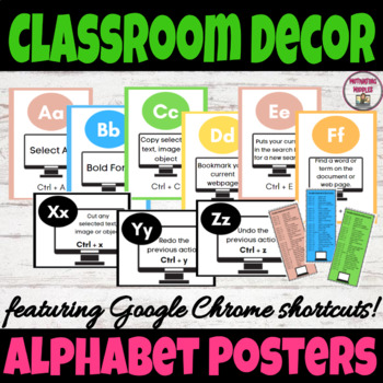 Preview of Google Chrome Shortcut Alphabet Posters | Classroom Decor 