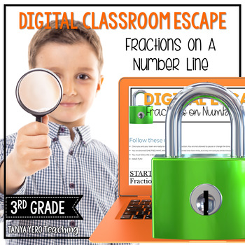 Preview of 3rd Grade Math Digital Escape Room Fractions On Number Lines 3.NF.2