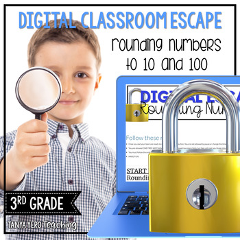 Preview of 3rd Grade Math Digital Escape Room Rounding DISTANCE LEARNING