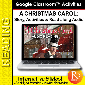 Preview of A Christmas Carol Digital Resource With Audio Reading Comprehension Activities
