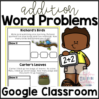 Preview of Google Classroom Addition Word Problems For 1st and 2nd Grade