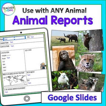 Preview of ANIMAL REPORT RESEARCH PROJECT 2nd Grade Writing Graphic Organizer GOOGLE SLIDES