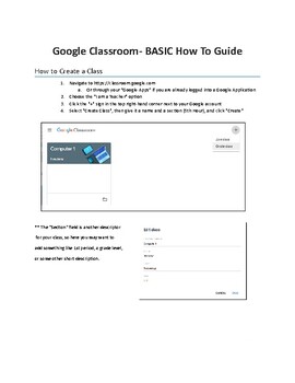 Preview of Google Classroom- BASIC How To Guide