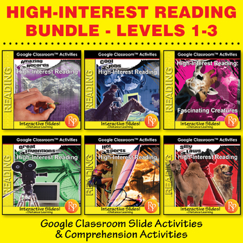 Preview of High-Interest Reading/Low Vocab Activities GOOGLE BUNDLE- SPORTS, JOBS, ANIMALS