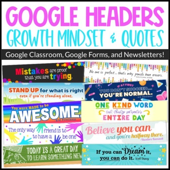 Google Classroom Banners | Motivational Classroom Headers | Growth Mindset
