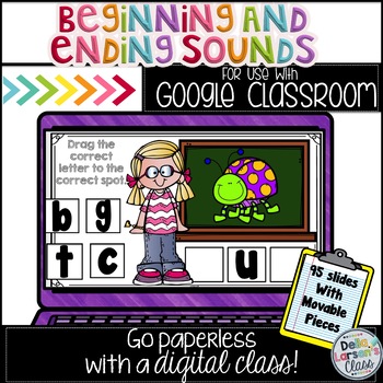Preview of Google Classroom Beginning and Ending Sounds with EASEL Assessment