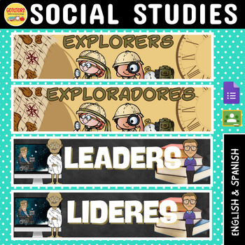 Preview of Google Classroom Social Studies Bilingual Headers