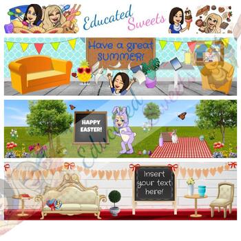 Preview of Google Classroom Bitmoji Banner Monthly Holidays Months--12 Headers