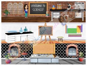 Preview of Google Classroom Bitmoji Science Banner--Customize and Add Your Own Character