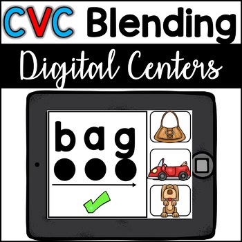 Preview of Google Classroom CVC Blending -- BONUS Boom Cards included (Digital Centers)