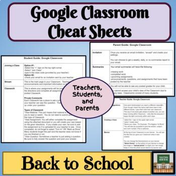Preview of Google Classroom Cheat Sheet for Parents Students and Teachers Back to School