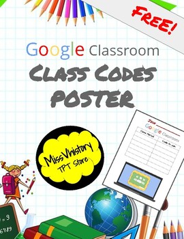 Preview of Google Classroom Class Codes Poster