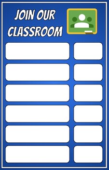 Google Classroom Code Poster 6 Class Version