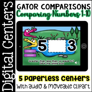 Preview of Digital Centers Comparing Numbers 1-10 (for Google Classroom, One Drive)