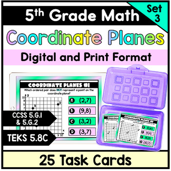 Coordinate Planes - Task Cards {5.G.1}, {5.G.2} and {TEKS 5.8C}