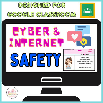 Preview of Google Classroom Cyber Internet Safety, bullying, Social Media, Online 3rd-8th