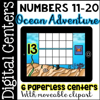 Preview of Digital Centers : Ocean Adventure Numbers 11-20 for Google Classroom