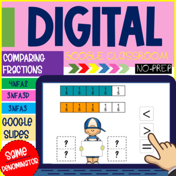 Preview of Google Classroom Distance Learning Comparing Fractions With The Same Denominator