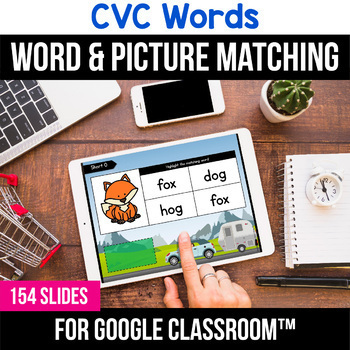 Preview of Google Classroom Distance Learning Packets CVC Word Worksheets