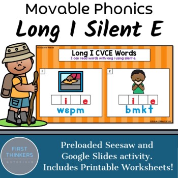 Preview of Long I Silent E CVCE Words Phonics Game Google Slides Seesaw No Prep Worksheets