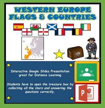 Preview of Google Classroom + PPT : Distance Learning: Western Europe Countries & Flags