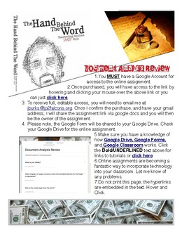Preview of Google Classroom Document Analysis Review