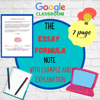 Preview of Google Classroom: Essay Structure / Thesis "Formula" Note with Example