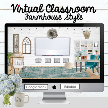 Preview of Google Classroom Farmhouse Teal - Editable