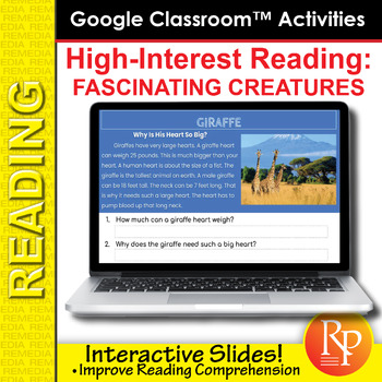Preview of High-Interest Reading / Low Vocab GOOGLE SLIDES: Fascinating Creatures & Animals