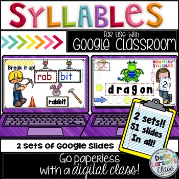 Preview of Google Classroom First Grade Syllables Distance Learning