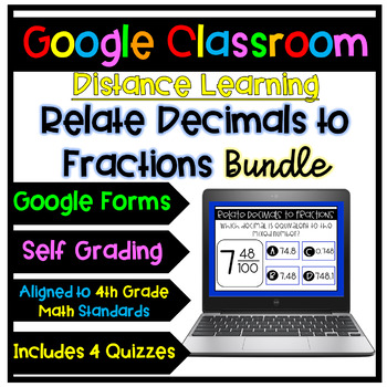 Preview of Google Classroom (Google Forms Relating Decimals to Fractions Bundle)