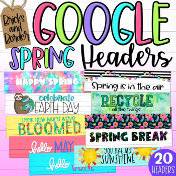 Preview of Spring Google Classroom Headers Distance Learning