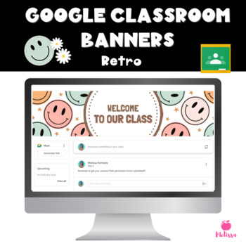 Preview of Google Classroom Headers | Retro Smiley Face Banners