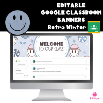 Preview of Google Classroom Headers | Retro Smiley Face Banners | Winter Headers
