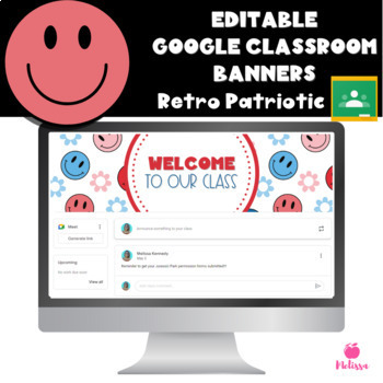 Preview of Google Classroom Headers | Retro Smiley Face Google Classroom Banners