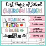 Google Classroom Headers Themes for English Language Arts