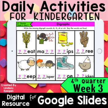 Preview of Google Classroom Kindergarten Daily Activities 4th Quarter WEEK 3