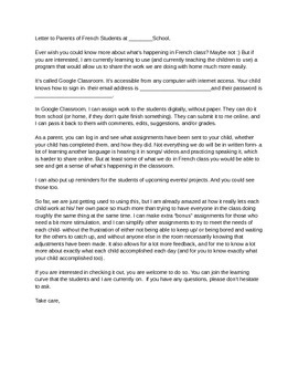 Google Classroom Letter to Parents by Mme Nelson | TpT