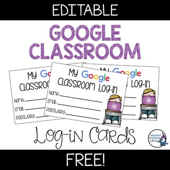 Preview of Google Classroom Log-In Cards | FREEBIE