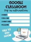Google Classroom Log-In Information form (English and Spanish)