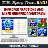 Google Classroom Mixed Numbers Improper Fraction Conversion Digital Pixel Art