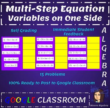 Preview of Google Classroom: Multi-step Equtations