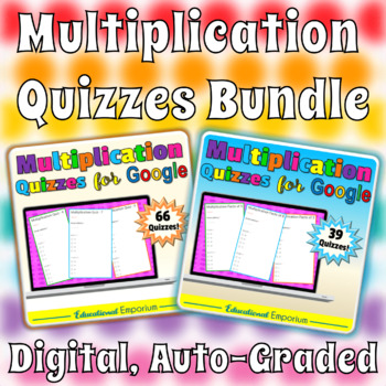Preview of Google Classroom Multiplication Facts Tests 0-12 MEGA Bundle: Combined