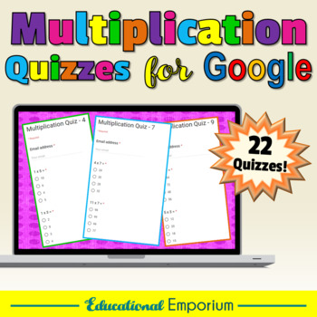 Preview of AUTO-GRADED Google Multiplication Tests 0-12 ⭐ Times-Tables Quiz Bundle ⭐ Mixed