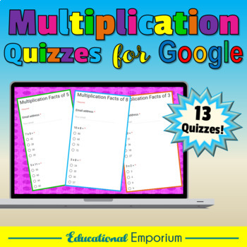 Preview of Google Classroom Multiplication Quizzes 0-12: Times-Tables Test Bundle|Exact - A